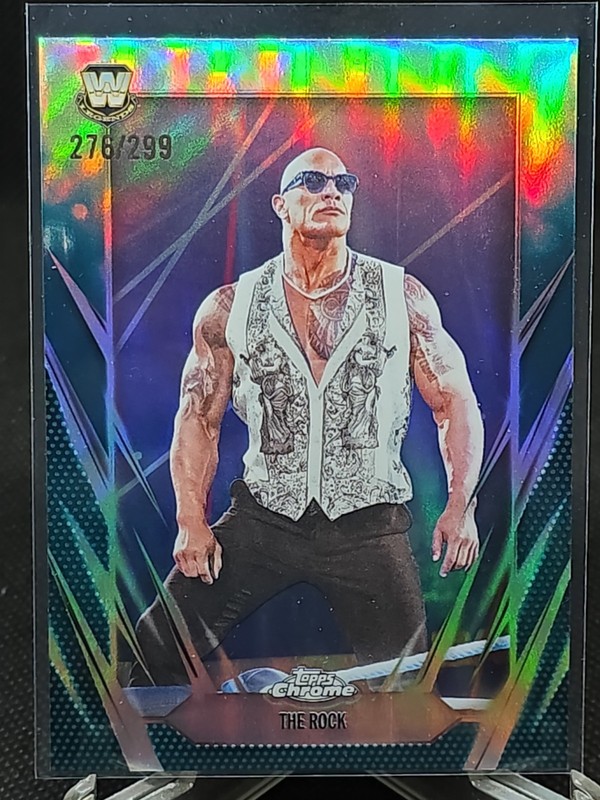 2026 Topps Chrome WWE THE ROCK Aqua Refractor Base # 1 #'d /299