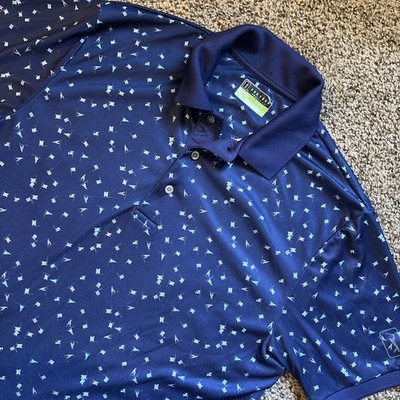 PGA Tour Pro Series Men's Golf Polo Shirt Blue, Size Large Golf Flag