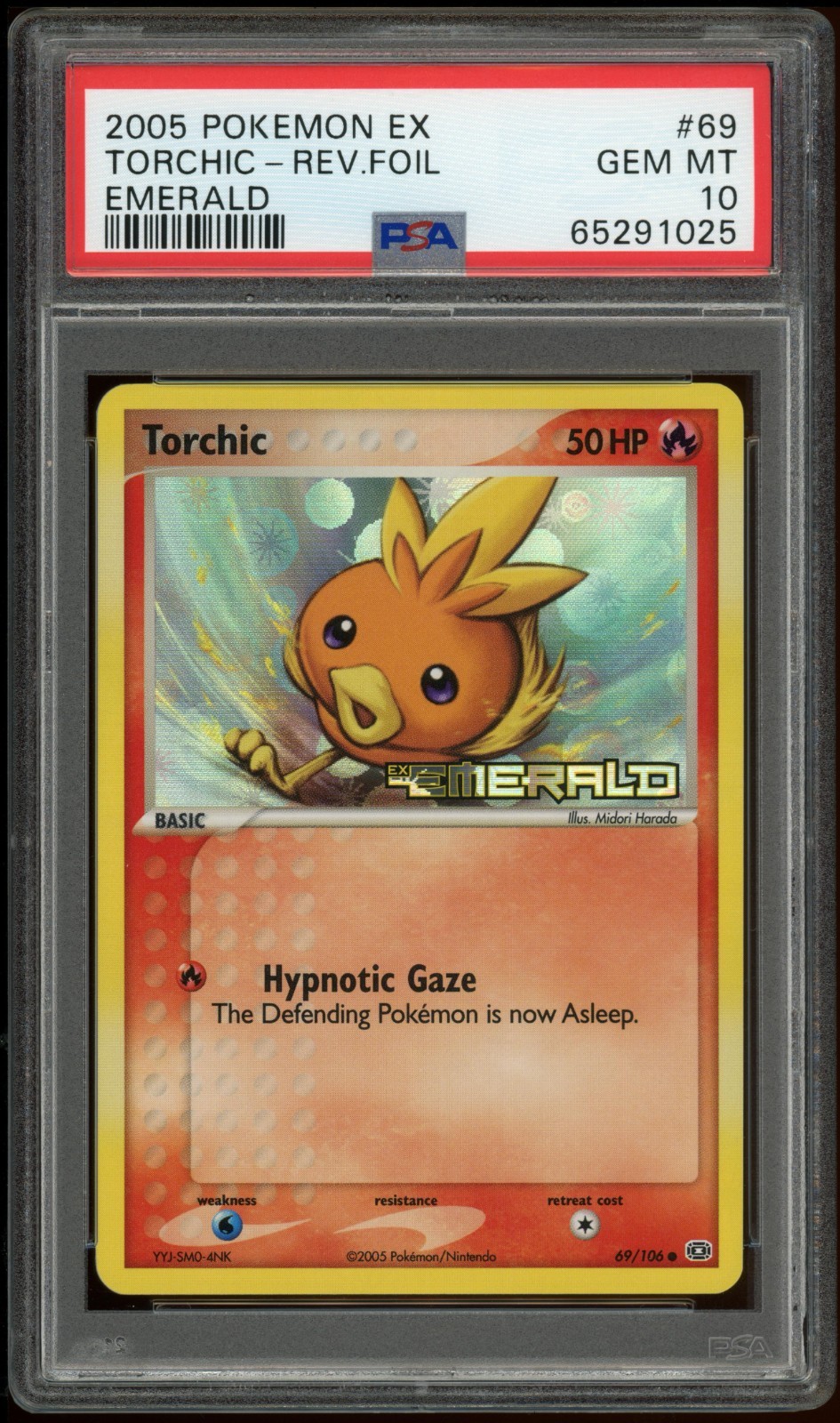 PSA 10 Torchic 69/106 Reverse Holo 2005 EX Emerald Pokemon