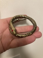Vintage Snake Bracelet Arm Coil Serpent Gold Tone Red Eyes Vintage Snake Bracelet Arm Coil Serpent Gold Tone Red Eyes