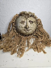 MICHAEL SCHLYER Signed BoHo Face Art Pottery Wall Pocket Planter