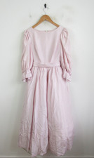 Brautkleid Vintage 80’s Classic Puffärmel Rosa Gürtel Fit 32" Brustweite