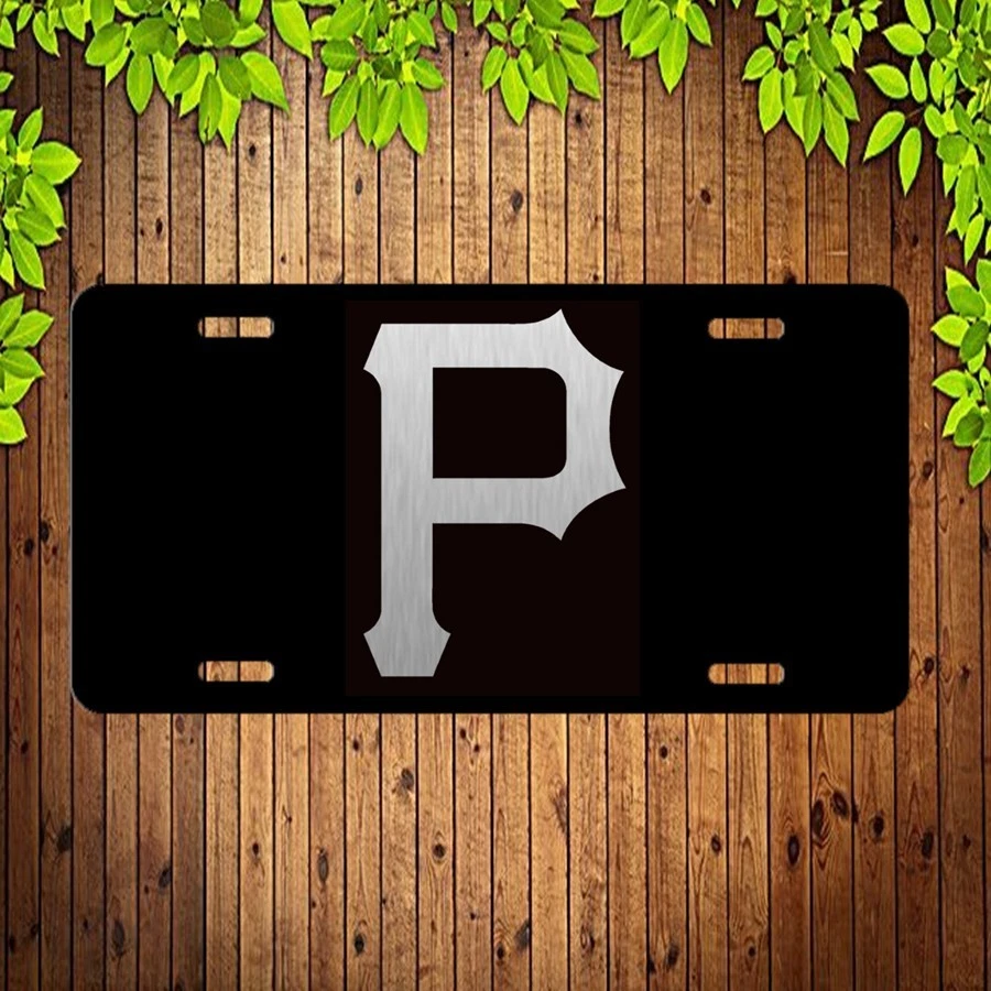 Black over Brushed Aluminum Laser etched Pittsburgh Pirates License plate tag - Picture 1 of 4
