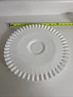 Vtg Fenton 12” Silver Crest Milk Glass Low Pedestal Ruffled Cake Stand Plate