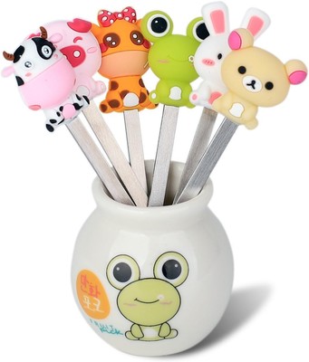 6 Pcs Fruit Forks Cute Cartoon Animal Food Picks for Kids Mini Mixed 