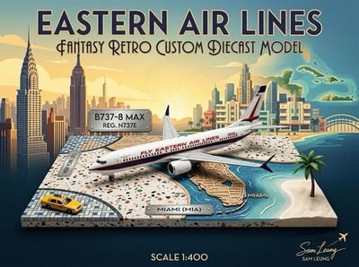 JC Wings 1:400 Fly Eastern Airlines B737-8 Max N737E Retro Custom Diecast Model
