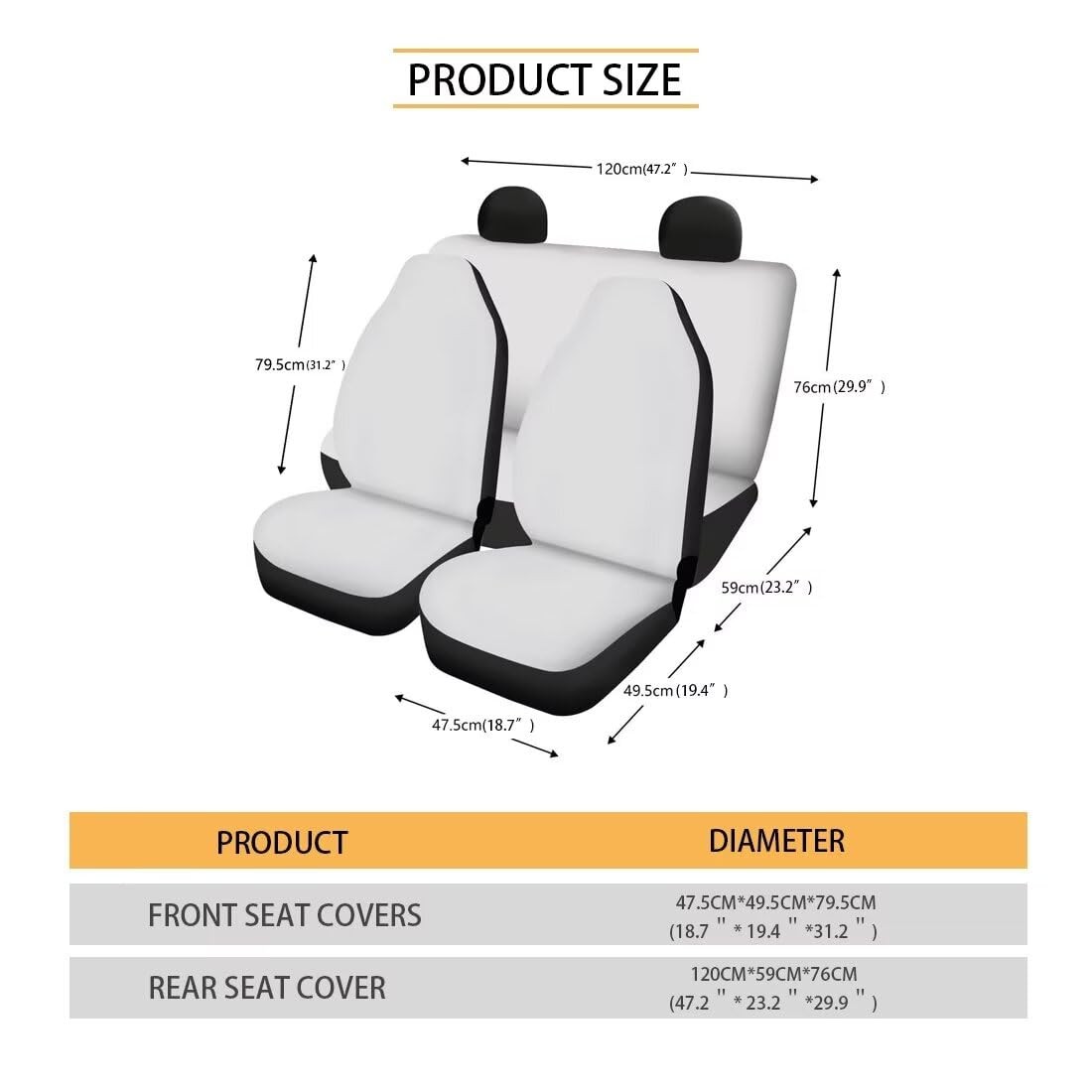 White Hunting Camo Forest Car Seat Cover Set Universal Fit Front & Rear Seat ...