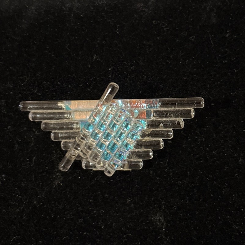 Vtg.Designer Signed Fused Glass Brooch Pin Abstract Handcrafted Unique Statement