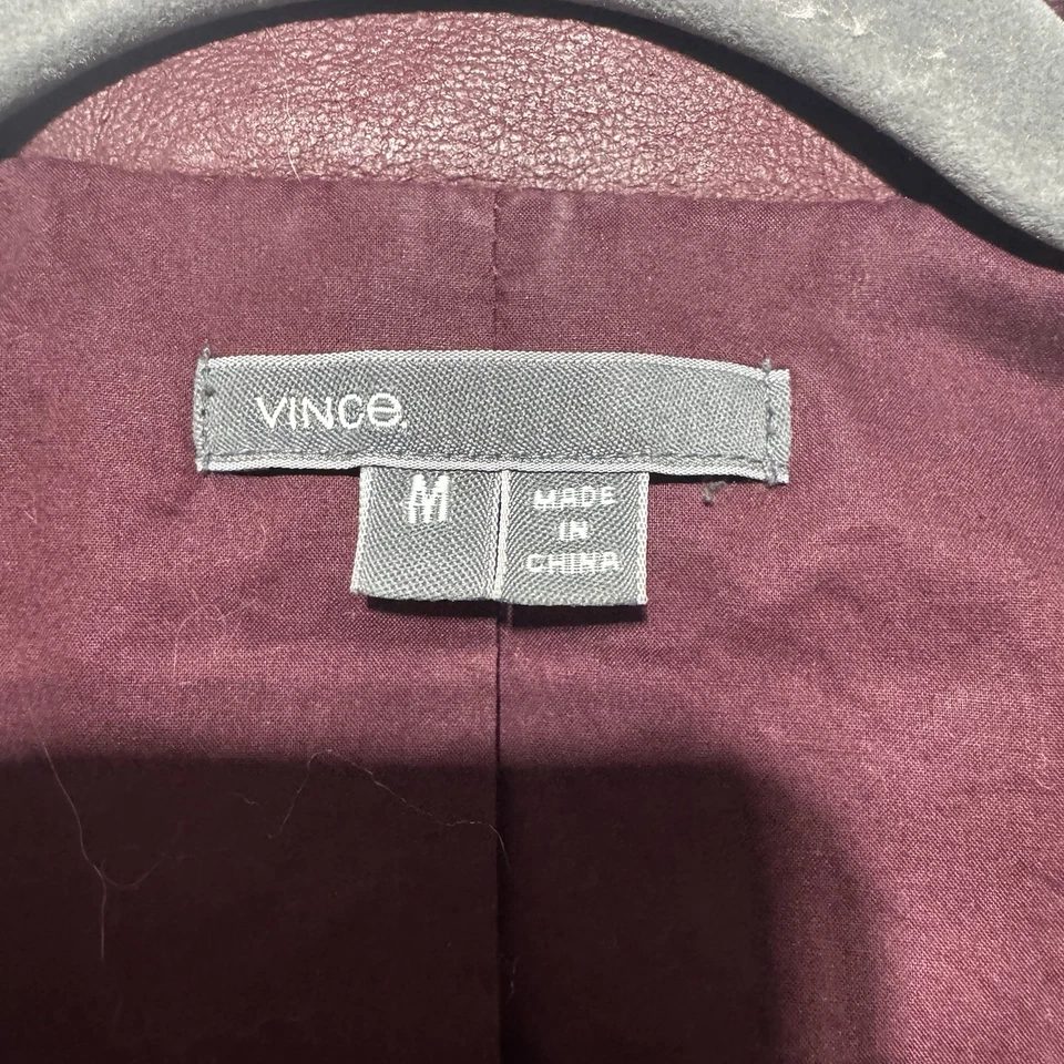 Chaqueta VINCE de cuero de cabra roja drapeada frente abierto M mediana $1095 Foto 3 de 4