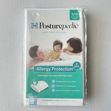 POSTUREPEDIC Zippered Pillow Protector Set 2 White Standard Queen 20x28 NEW