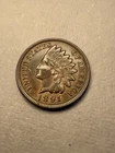 1891 Indian Head Penny 1 Cent Liberty Coin American Collection Shield USA - AU