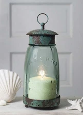 Colonial Tin Works Quart Mason Jar Candle Lantern, Green, 9"