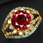 Gleaming Sunset Orange Sapphire Round 3.76Ct 925 Sterling Silver 24K Gold Rings