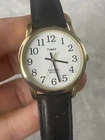 Timex Mens Indiglo m7  Quartz Watch WR30 Black Strap  Gold Case Vintage 1052