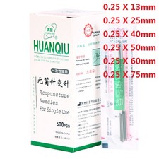 500pcs Acupuncture Manual Needle Disposable Sterile with Guide Tube HUANQIU 0.25