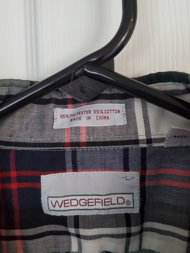 Men's Shirt Wedgefield LS Sz. L BlkGrnRedWht Check - Picture 2 of 4