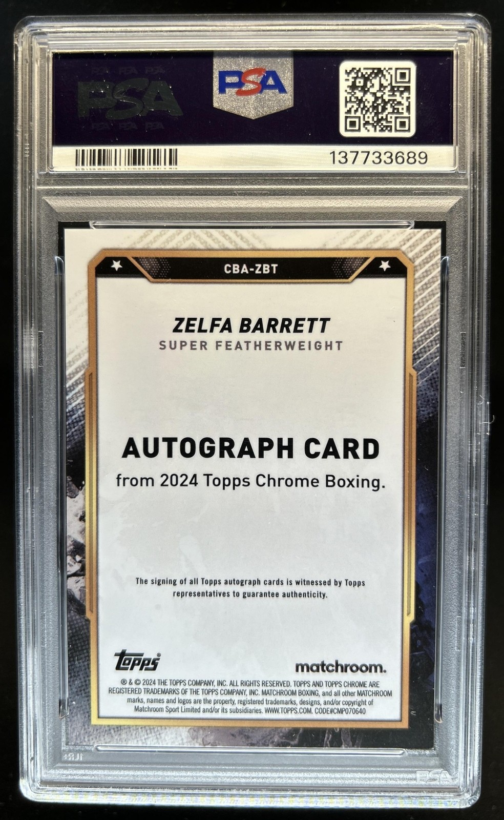2024 Topps Chrome Zelfa Barrett Auto Autograph #CBA-ZBT PSA 8 view 2