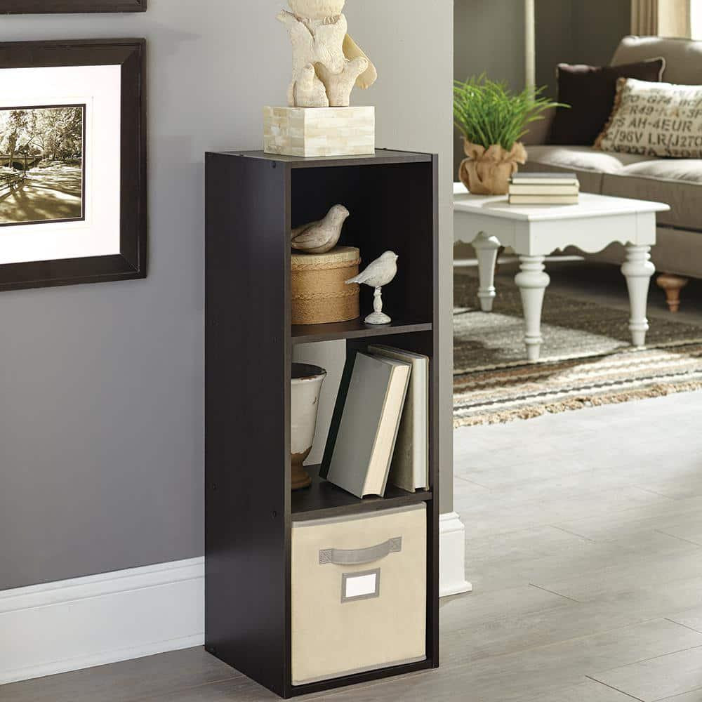 ClosetMaid 3 Cube Storage Organizer Shelf Espresso Wood Look Stackable 36x12x12