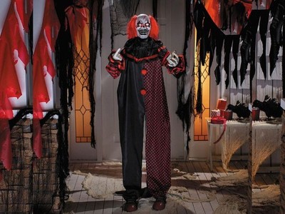 Animated Halloween Clown Prop Two Head Pop-Up Standing 6 Ft Scary Animatronic