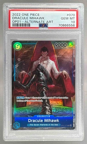 6556 Dracule Mihawk 2022 Japanese One Piece Romance Dawn OP01-070 Alt Art PSA 10