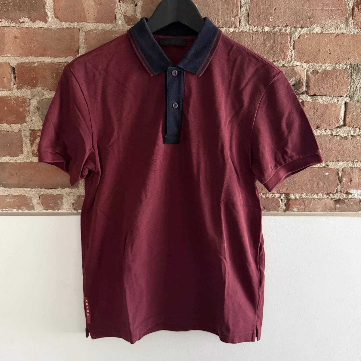 PRADA 半袖ポロシャツ 43 ネイビー/バーガンディ PRADA Short Sleeve Blue Shirts for Men for sale | eBay