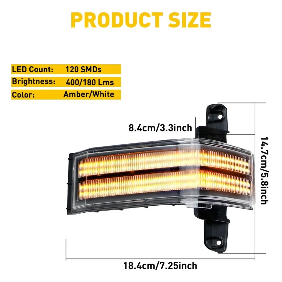2 peças luz de espelho lateral LED para 2014 2015 2016 2017 2018 Chevrolet Silverado 1500 - Imagem 2 de 4