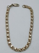 925 Sterling Silver 4.5 Gram Heart Circle Link Bracelet 7 1/2  