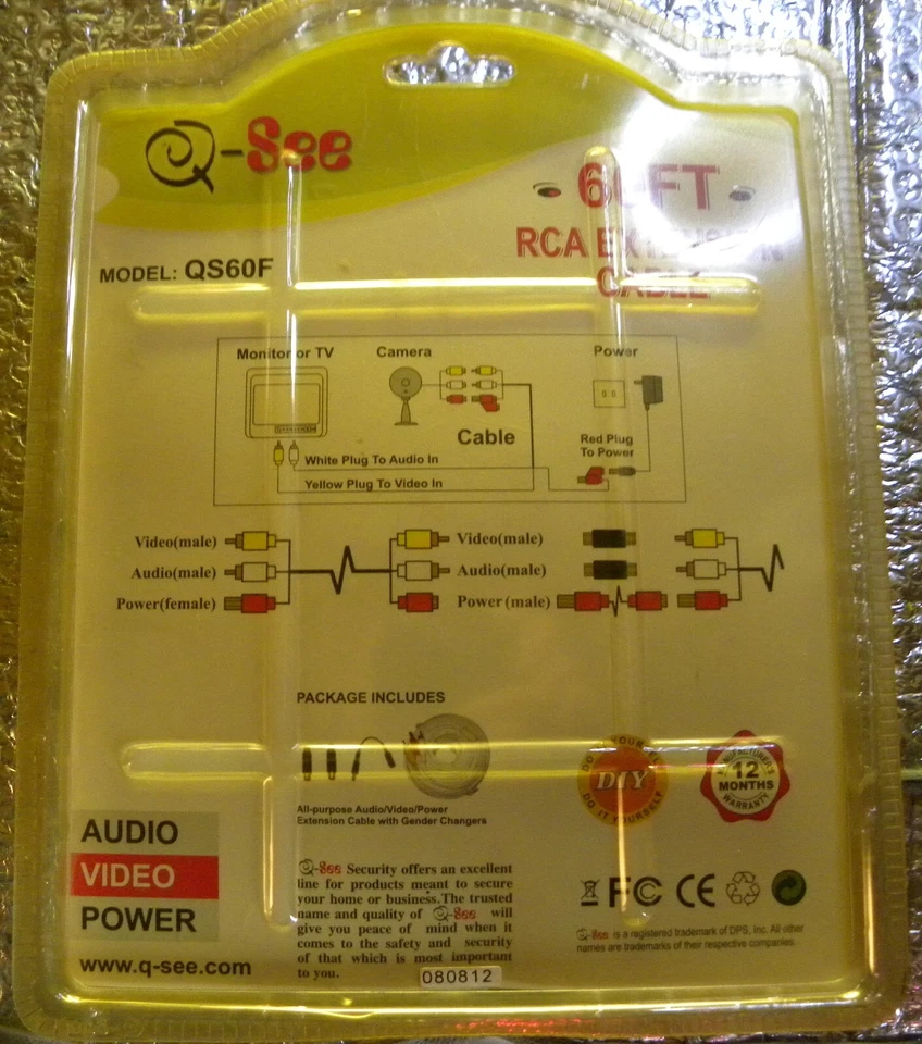 NEW Old Srock GENUINE Q-SEE QS60F 60 FT RCA EXTENSION CABLE SEALED - Image 2 of 3