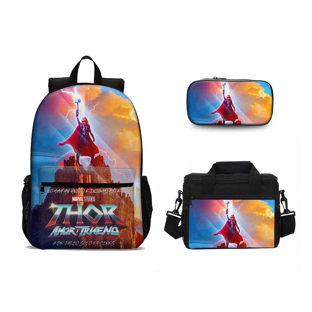 Thor: Love and Thunder Students School Bags Set Boys Backpack Lunch Bag Pen  Bags