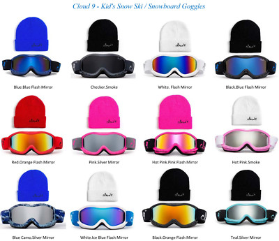 Kids Snow Ski Goggles Beanie Combo 