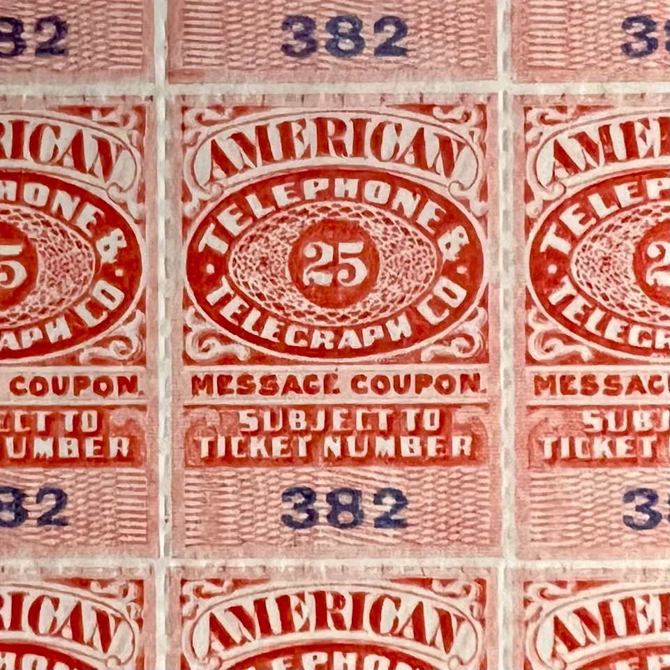 1906 5c & 25c Blocks of (12), American Telephone & Telegraph Co, Message Coupons - Image 2 of 4
