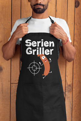 Grillschürze Seriengriller mit Wurst Küchenschürze Schürzen Kochen Backen Grill