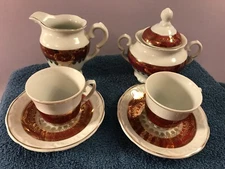 Demitasse set for 2 Brazil Leart with Cream & covered Sugar MAX3960