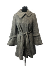 George Simonton Couture Vintage Grey Lambswool Belted Women’s Coat,size 2,uk 10
