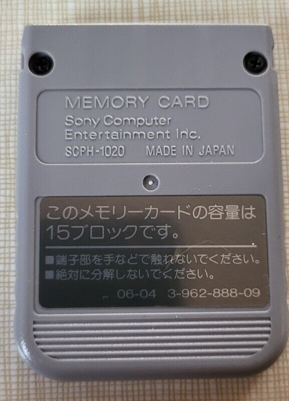 Sony Playstation 1 PS1 [Carte Mémoire] Officielle Memory Card SCPH-1020 Grise