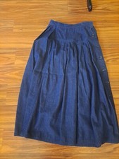 Vintage 1980's Breckenridge Button Down Denim Skirt Size 8 Cottage Teacher Core