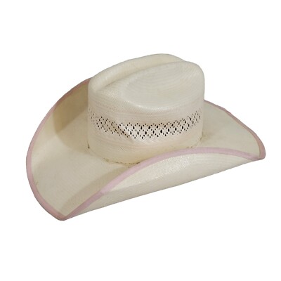 Tony Lama Size Womens Cowboy 10X Straw Western HAT Pink Trim 100