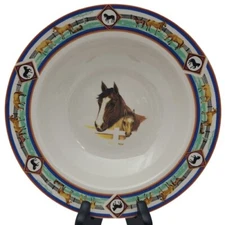 4 Folkcraft Stoneware Cedar Valley Stables Soup Cereal Bowls Horses Mare Foal
