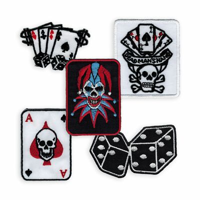Aufnäher Poker Pik Ass Spielkarten Joker patch gambling würfel hot rod aufbügler