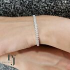 Round Brilliant Cut Solid 14K White Gold 7" Inch Long Tennis Bracelet 6 Carat