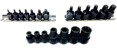 LOT OF TORX SOCKETS T-10-T60, EXTERNAL TORX E6-E16
