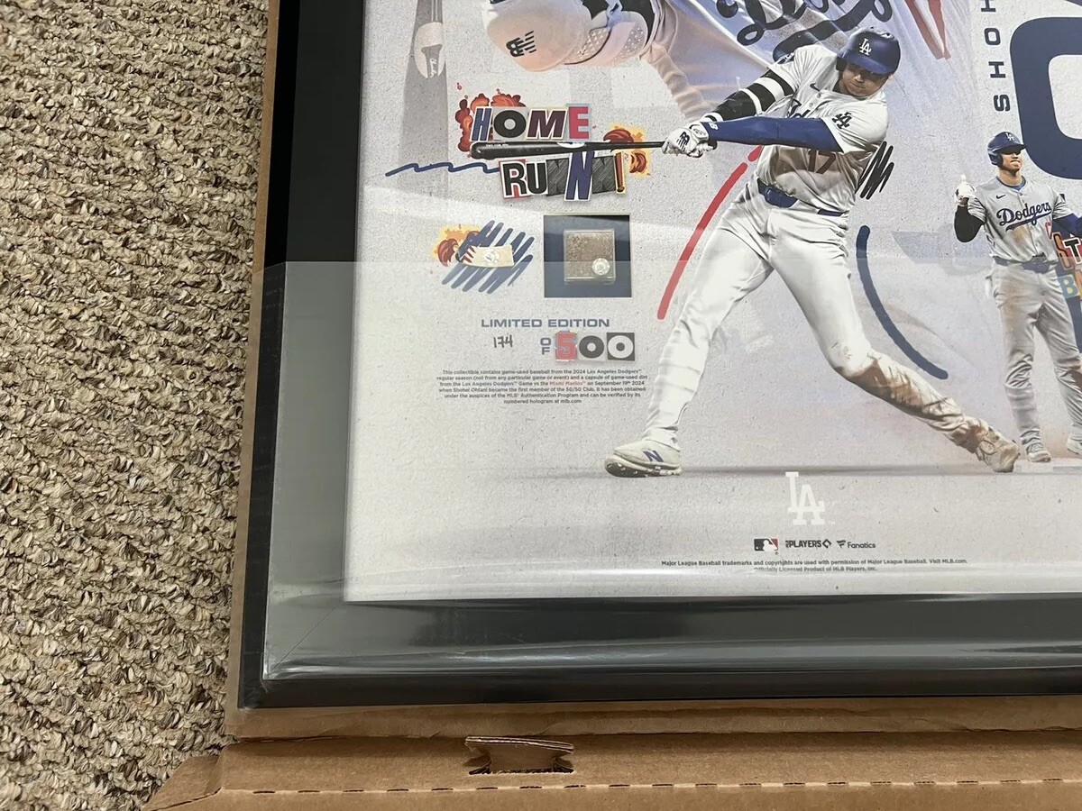 Shohei Ohtani Fanatics Authentic 50/50 Club Frame w/ Game-used
