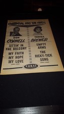 Don Cornell/Teresa Brewer Rare Original Coral Records Promo Poster Ad Framed!