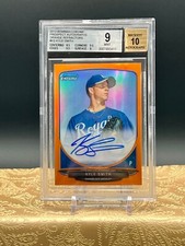 2013 Bowman Chrome Prospects Auto Orange Refractor #'d /25 Kyle Smith BGS 9 MINT