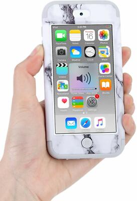 Custodia Ipod Touch Custodia Ibrida Per IPod Touch 5a, 6a, 7a Generazione - Protezione Antiurto, Design Grigio Marmo Bianco Quadro IPhone - Foto 6