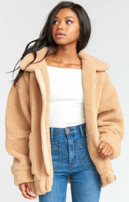 ジャケット・アウター Bibiy CORDELIA JACKET Show ME Your Mumu Women's Beige Butterscotch Teddy Fleece Cordelia