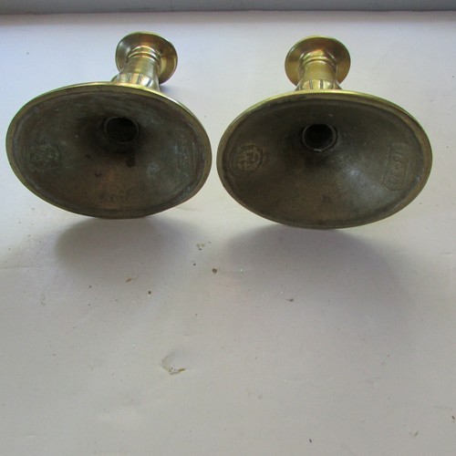 Set of two 2 Vintage VMC Virginia Metalcrafters Brass Candlesticks Oval Base - Picture 3 of 9