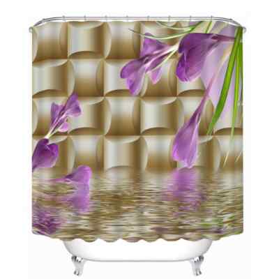 Boss Lattices And Flowers 3D Shower Curtain Polyester Bathroom Decor  Waterproof