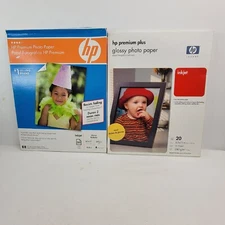 Lot HP Premium 8.5" x 11" Glossy Ink Jet Photo Paper 70 Sheets 11.5 & 10.0 mil