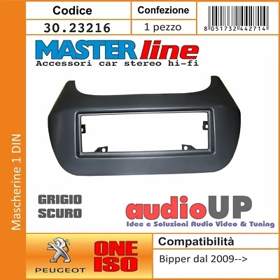 Masque Autoradio 1 DIN Pour Peugeot Bipper. Couleur Gris Foncé - Photo 1/2